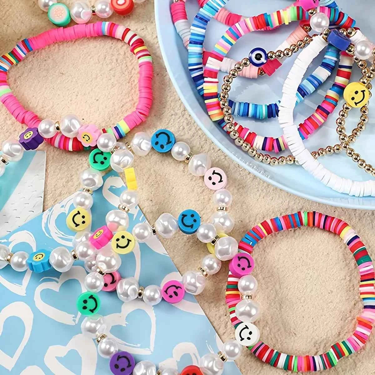 15-28Grids Polymer Clay Beads Set Letter Imitation Pearl Beads Kit Soft Pottery Beads Gift Box for DIY Craft Jewelry Making