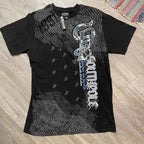 Southpole Y2K Vintage Cotton Graphic Tee Distressed Oversized Unisex T-Shirt with Gothic Print Streetwear Retro Soft Shirt Man