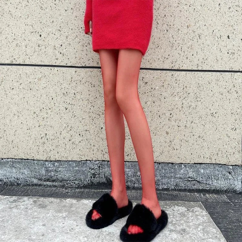 2027 New Women Red Pantyhose Sexy Thin Velvet Translucent Elastic Tights Slim Ventilation Sheer Fashion Stockings