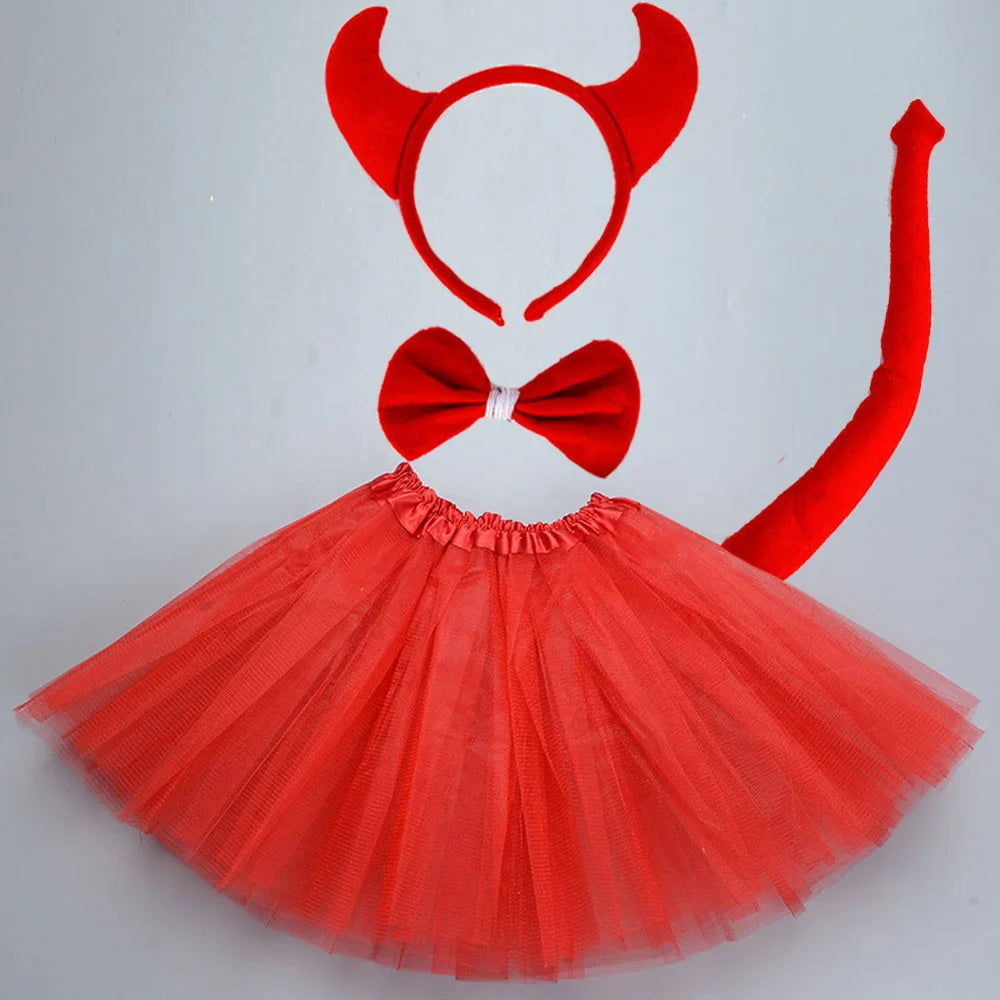 Animals  Children  Headband Tutu Skirt Tail Bow Kids  Girl Party Props Elephant Tiger Fox     Halloween Costume Cosplay