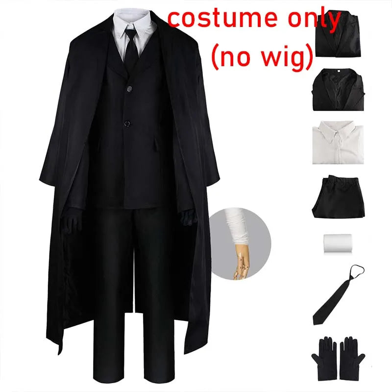 Homchee Trends COS Dazai Cosplay Costume Black Trench Jacket Dazai Outfits Uniform Halloween Kostum For Anime Comic Con