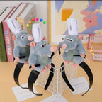 Ratatouille Mouse Head Hairband Capybara Funny Plush Hair Hoop Halloween Decor Capibara Women Hair Band Makeup Headdress Hairpin