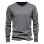 AIOPESON Solid Color Cotton T Shirt Men Casual O-neck Long Sleeved Mens Tshirts Spring Autumn High Quality Basic T-shirt Male