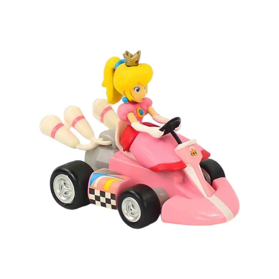 12cm 7pcs Anime Mario Power Car Mario Kart Cartoon Action Figure Cute PVC Model Desktop Ornaments Children's Toys Holiday Gifts