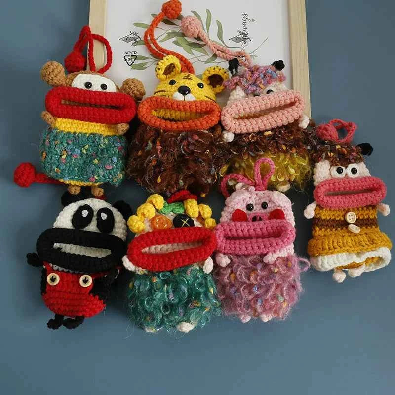 Funny Crochet Sausage Mouth Keychain Key Holder Pouch
