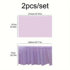 2pcs/set Disposable Paper Tablecloth Skirt Set Rectangular Table Cover And Table Skirt Party Supplies For Events Decoration