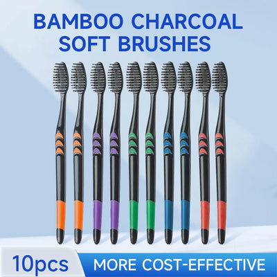 10/20 Pcs Family pack toothbrush, Bamboo Charcoal Soft fur Toothbrush, Travel Carry，Color random