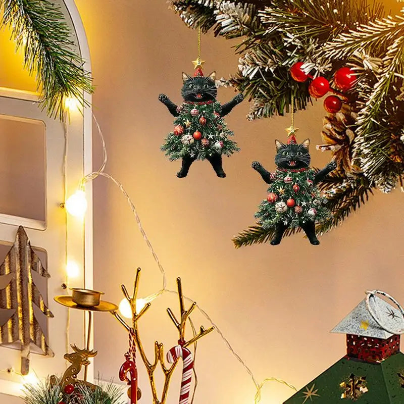 1PC Christmas Tree Pendants Cute Cat Hanging Ornaments for Car Backpack Xmas Tree Decorations Party Supplies New Year Gifts