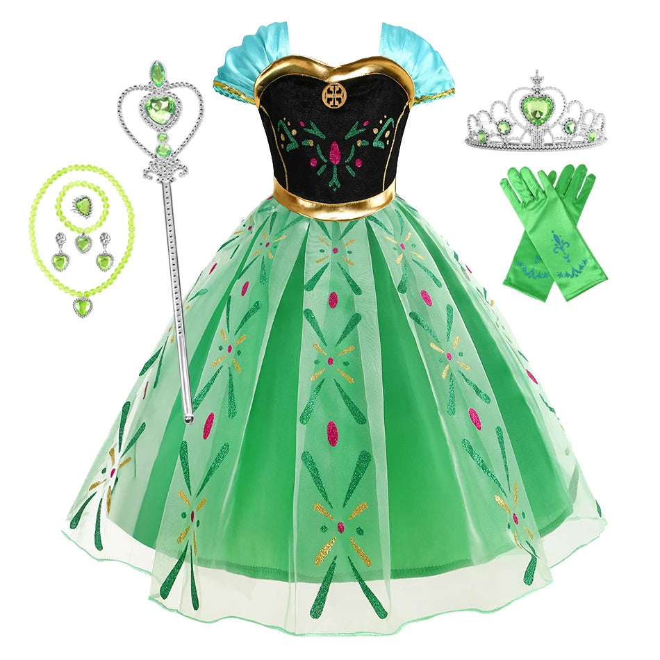 Frozen Elsa Anna Princess Girl Vestidos Costume Kid Dress Disney Snow Queen Halloween Cosplay Birthday Party Dress Up 2-10 Years