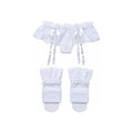 Women Lace Garter Belt and Stockings Set Jacquard Suspenders Panty Satin Bow Mini Skirt Hosiery Mesh Lingerie Pantyhose