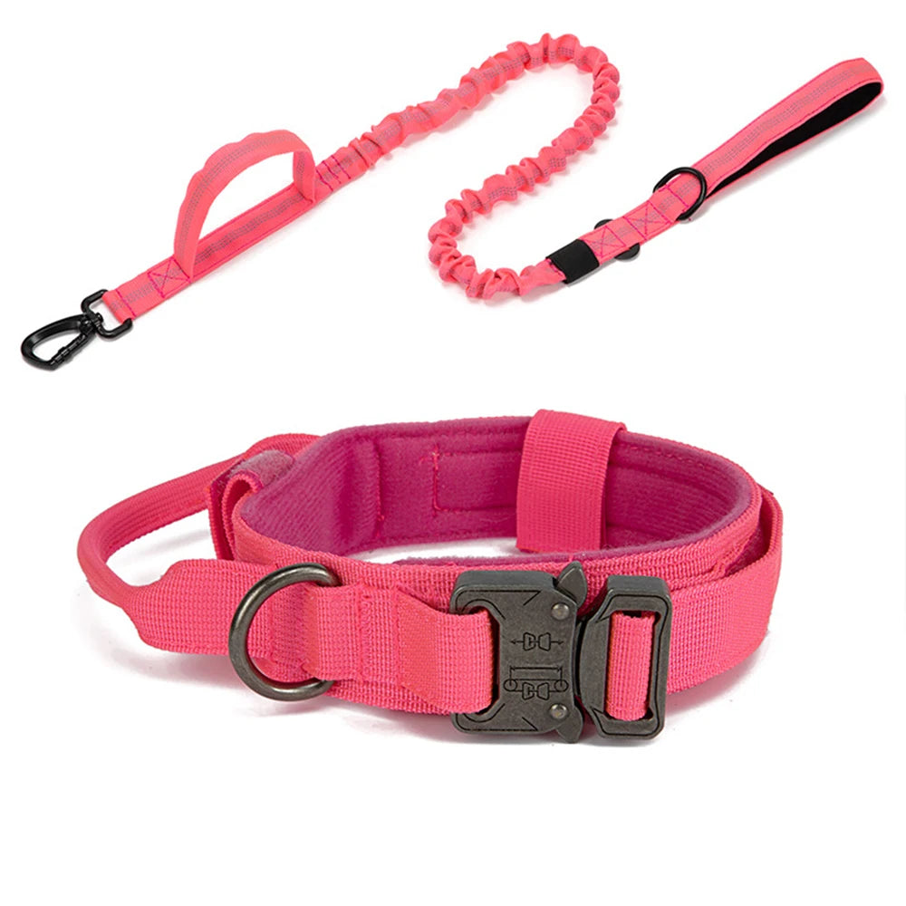 Pet Dog Collar Leash Set Nylon Material Durable Dog Collar Reflective Leash Pet Tactical Training Dog Collar Large Dog Leash Set - WTN Essentials 