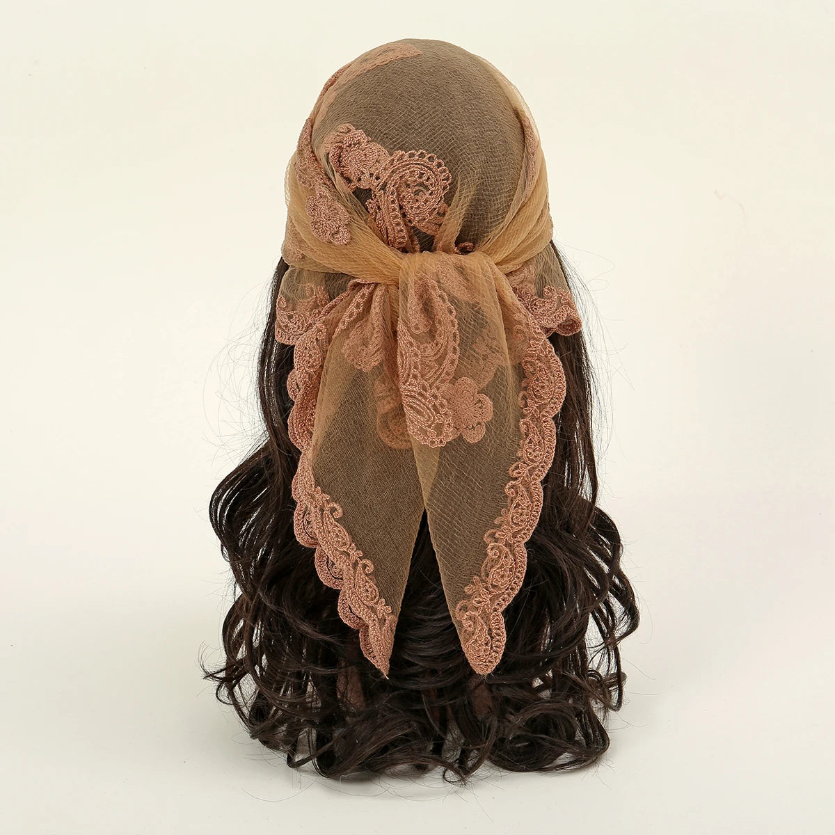 Lace Paisley Embroidery Bandana Square Scarf Elegant Breathable Silk Scarves Women Sunscreen Lightweight Shawl Headband