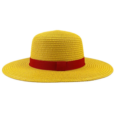Brdwn Unisex Flat Straw Hat Neck String Cosplay Japanese Cartoon Props Hat