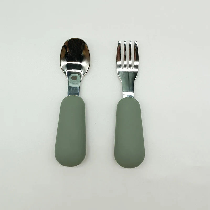Baby Gadgets Tableware Set Children Utensil Stainless Steel Toddler Dinnerware Cutlery Cartoon Infant Food Feeding Spoon Fork