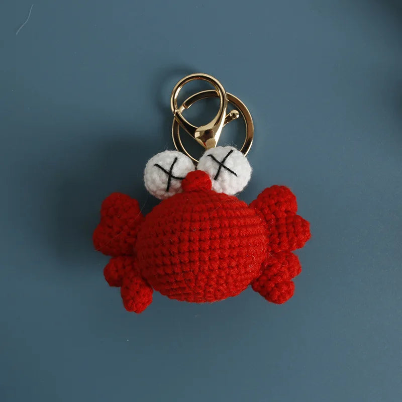Funny Shrimp Crochet Keychain Cute Ocean Bag Charm
