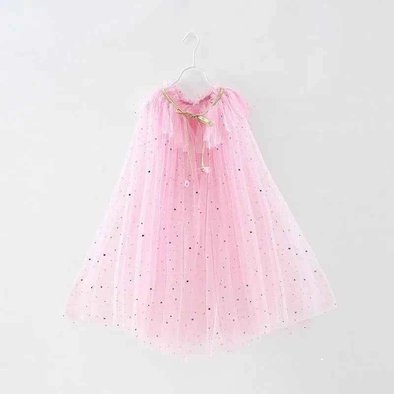 Girl Costume Children Elegant Dress Cape Kids Christmas Halloween Party Supply Girl Tulle Cloak Elsa Rapunzel Cosplay Accessory