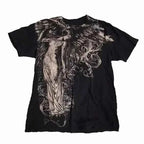 2000s American New Retro Casual Hip-Hop Gothic Print Women Clothing  Fashion T shirt Street Short Sleeved Men And Women Y2K Tops