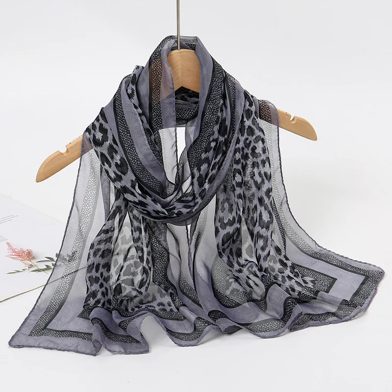 2024 New Print Chiffon Scarf Shawl Women Sunscreen Silk Scarf Turban Long Wrap Beach Travel Outdoor Accessories Trendy Headband