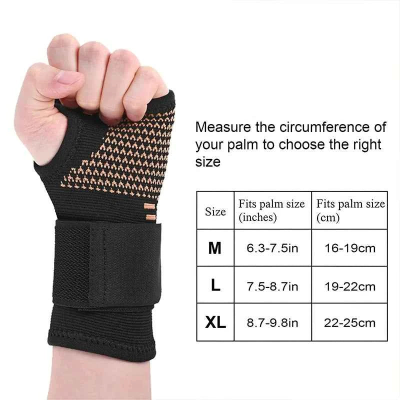 1pc Copper Fiber Compression Gloves Sports Wrist Guard Arthritis Gloves Elastic Palm Brace Fitness Wrist Support Wristband