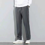 Ice Silk Men's Pants 2025 Summer New Black Gray Thin Business Casual Pants Outdoor Elastic Breathable Straight Leg Sweatpants