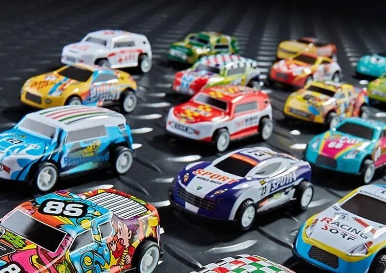 Mini Alloy Diecast Car Set – Pull Back Racing Toy Cars with Storage Box