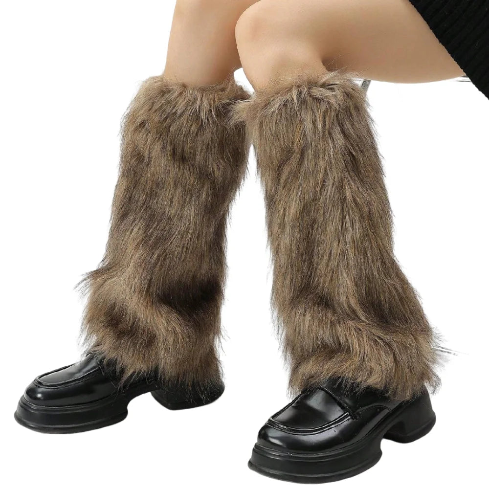 Foot Cover Faux Fur Furry Leg Warmers 40cm Japanese Style Lolita Boots Cover Kawaii Y2K Warm Knee Sleeve Autumn/Winter