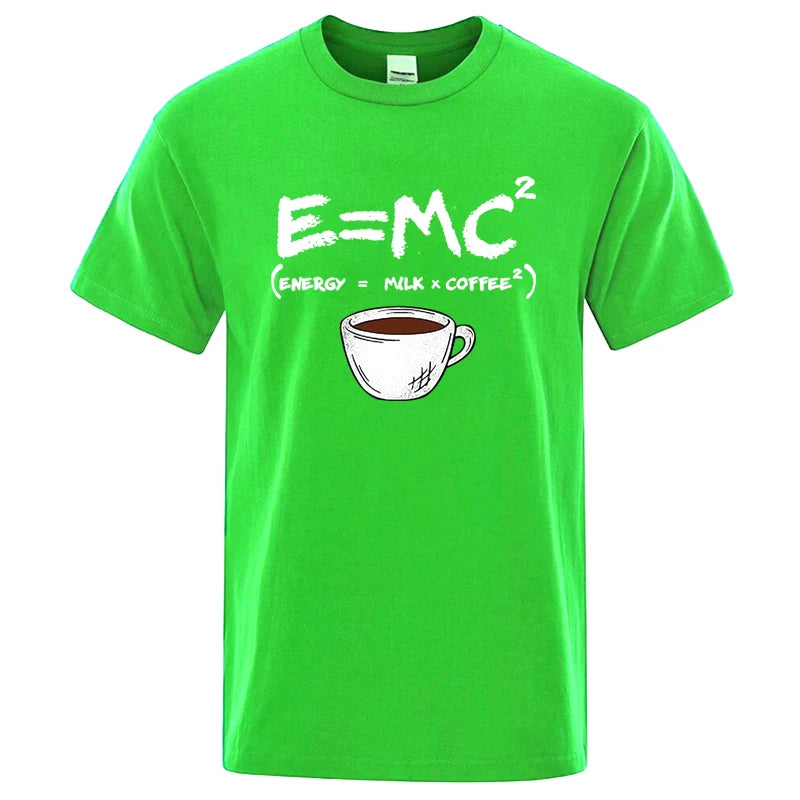 Summer Men T-shirt Cotton Blend Casual Funny Energy=Milk+Coffee Print Men Cool Loose O-neck Tops For Men Short Sleeve Male Tees