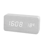 Wooden Digital Alarm Clock, LED Alarm Clock with Temperature Desk Clocks for Office,Bedside Clock