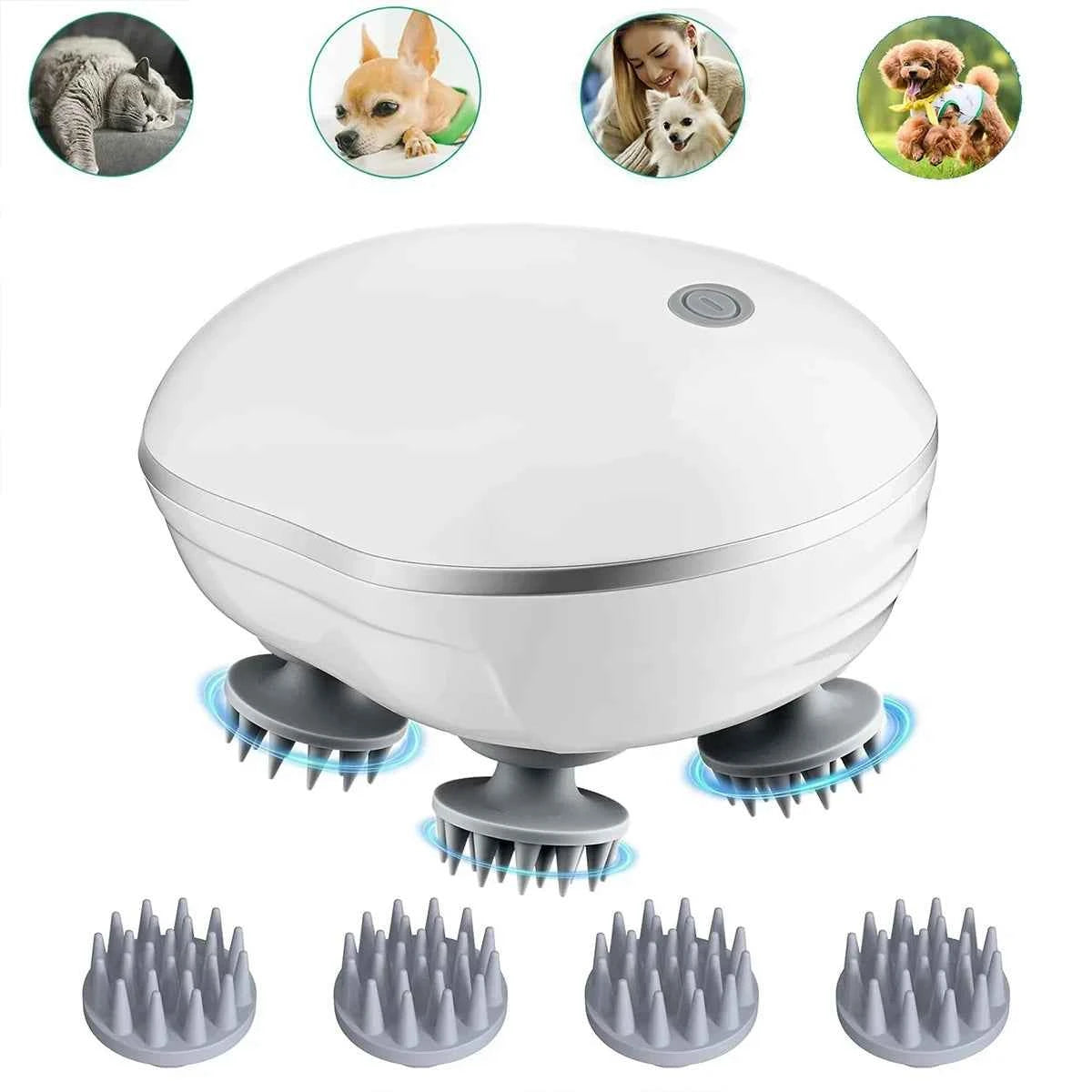 Head Massager with Adjustable Speed for Scalp Massage Red Light for Hair Care Soft Silicone for Deep Kneading of the Head