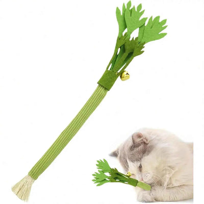 Silvervine Cat Toy Realistic Celery Chew Toy with Bell for Cats