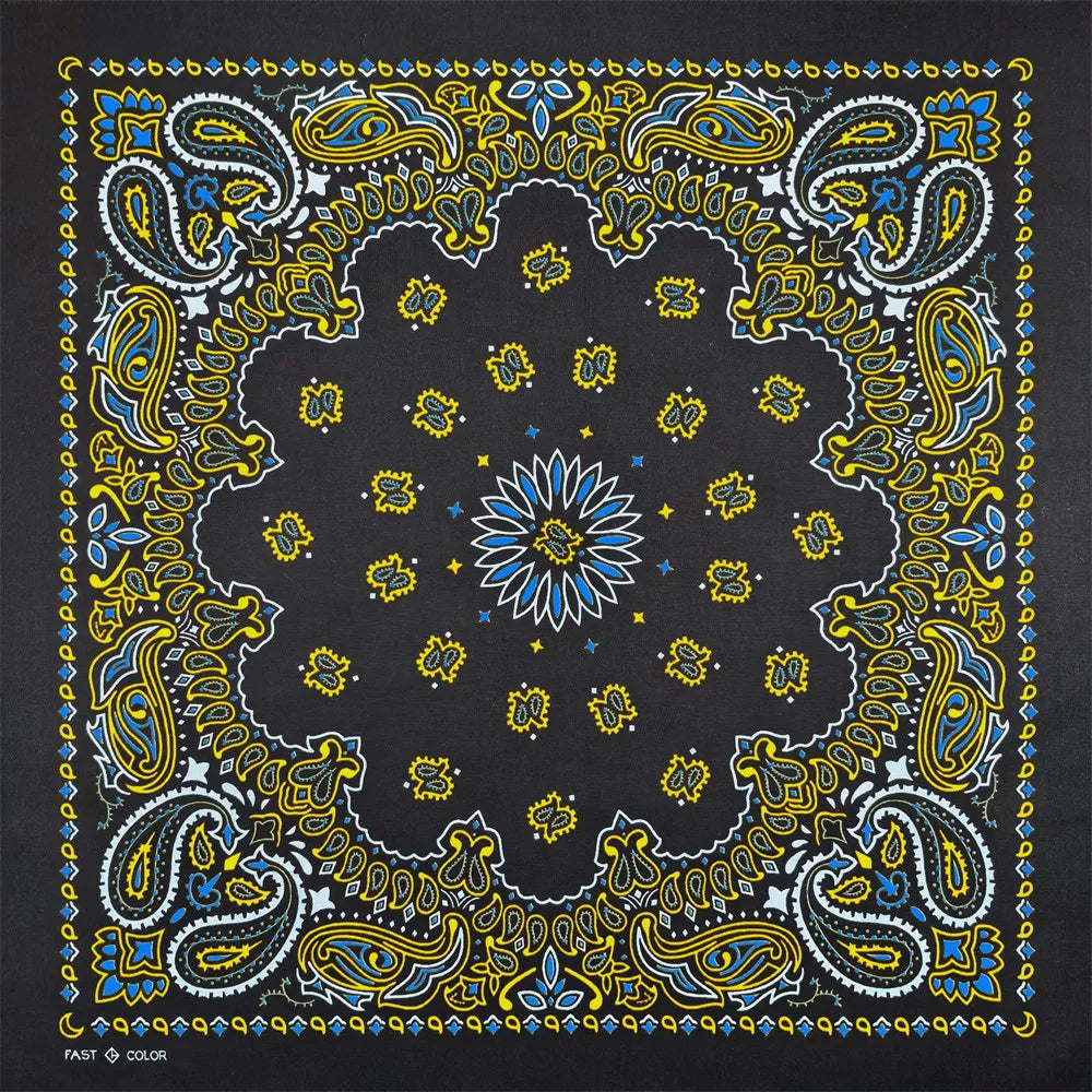 Navy Blue Cashew Hip Hop Cotton Square Bandana Scarf Riding Headband Paisley Gifts For Men Unisex
