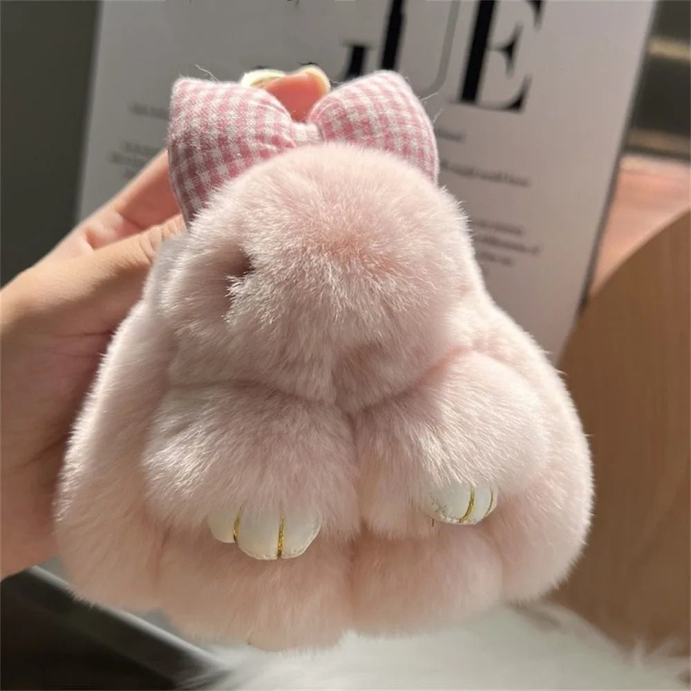 Fluffy Bunny Plush Keychain Cute Rabbit Bag Charm