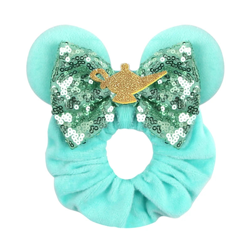 Cute Mouse Ears Velvet Scrunchies Hairband Women Elastic Ponytail Holder Girls Sequin Bow 2023 Kids Party DIY Hair Accessories