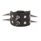 90s Heart Gothic Spike Bracelet Adjustable Punk Rock Bracelet Black Studded Faux Leather Bracelet for Men Women Gift