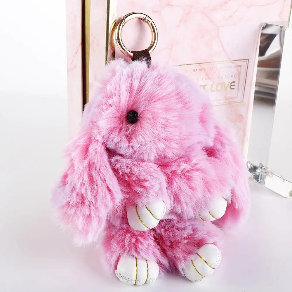 Fluffy Bunny Plush Keychain Cute Rabbit Bag Charm