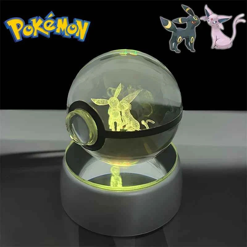 Pokemon 3D Crystal POKE BALL Figure Toys Snivy Dragonair Blastoise Venusaur Milotic Raichu Night Light LED Lamp Base Model Dolls