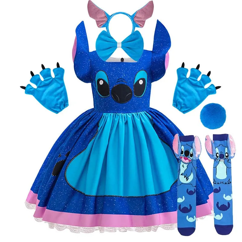 Girls Stitch Cosplay Dress – Cartoon Princess Costume Outfit