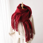 Women’s Warm Winter Pashmina-Feel Tassel Shawl Scarf