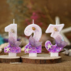 Mermaid Tail Birthday Candles with Starfish, Number Candles, Creative Cake Decorations for Birthday Party, DIY Party Decoration