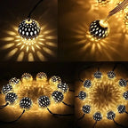Outdoor Solar Moroccan 50/30/20LED Ball Lights 8 Modes Solar Light String for Camping Christmas Halloween Party Wedding Decor