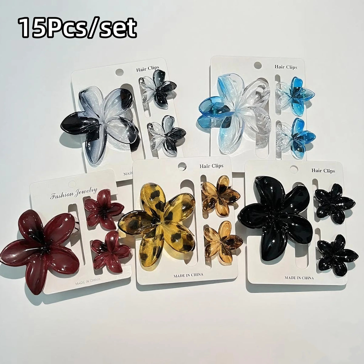 3Pcs/18Pcs Egg Flower Hair Clips Gradient Candy Color Flowers Suitable for Daily Backcombed Ponytail Shark Clip Hair Accessories
