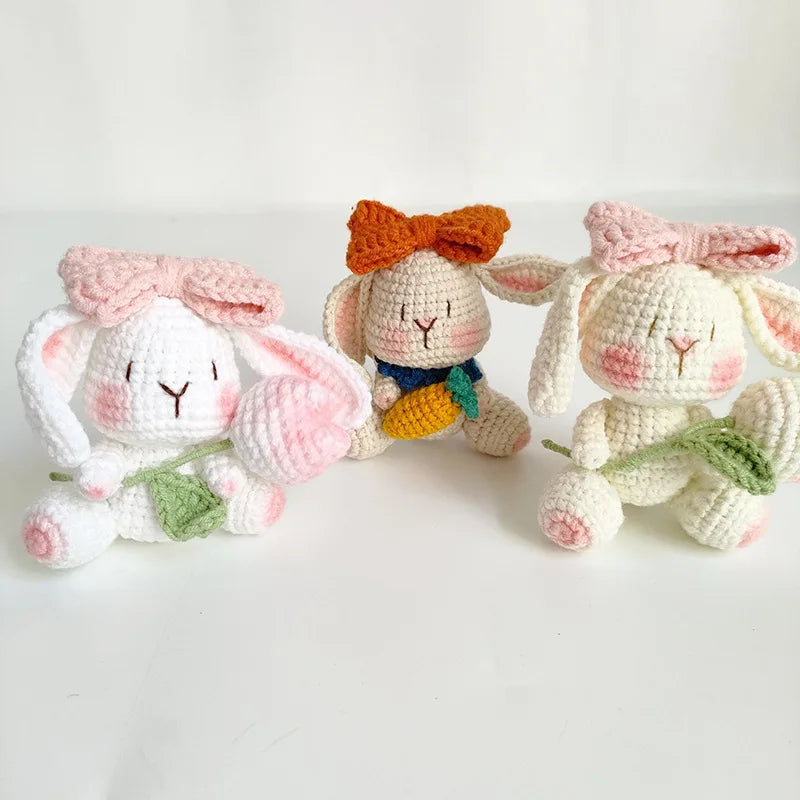 Cute Rabbit Crochet Keychain Handmade Bunny Bag Charm