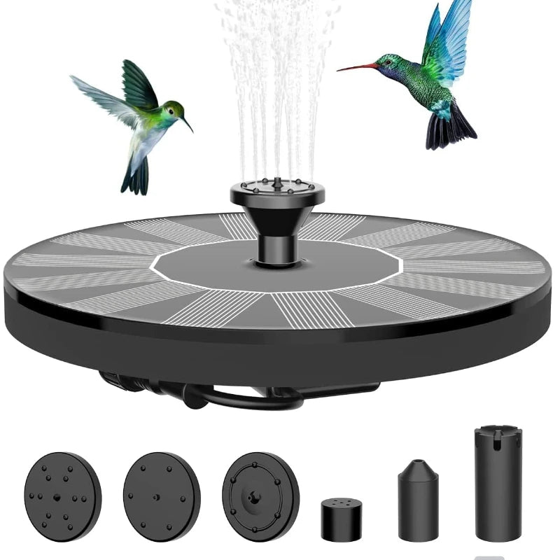Birds near a working solar fountain