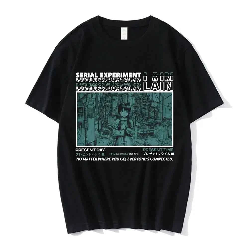 Anime Serial Experiments Lain T-Shirt Men Women Graphic T Shirts Unisex Iwakura Manga Girl Sci Fi Short Sleeve Tee Tops 62463