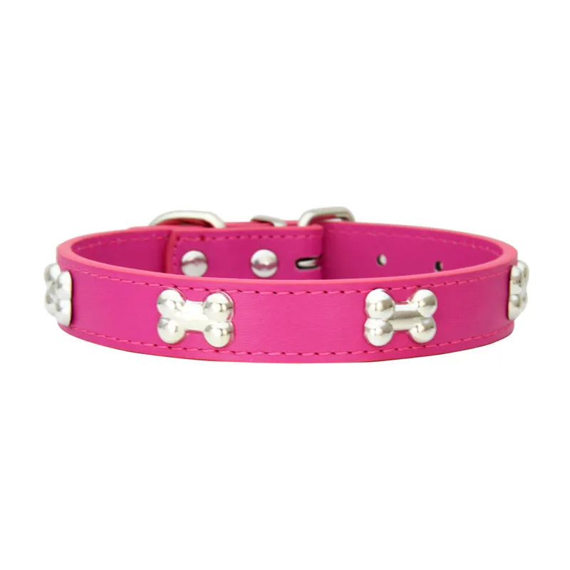 Bone Leather Durable Pet Dog Collars Puppy Pug Collars for Small Large Dog Chihuahua Cat Accessories Pet Collar for Small Dogs - WTN Essentials 
