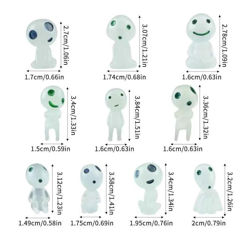 10pcs Luminous Resin Ghost Figures, Miniature Alien Decor for Aquarium, DIY Terrarium Crafts, Halloween Outdoor Decorations