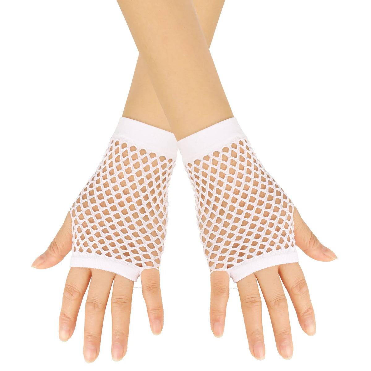 Solid color high-quality fingerless short fishing net gloves Fishing net fancy party dance mesh short gloves