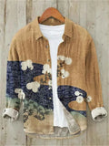 Men's Long Sleeve Shirt 3D Sun Printed Hawaiian Casual Shirt Button Short Sleeve Beach Holiday Top