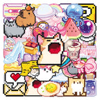 50Pcs Cute Pixel Game Stickers Kawaii Girls Cat DIY Stickers Scrapbooking Phone Luggage Skateboard Waterproof Decals