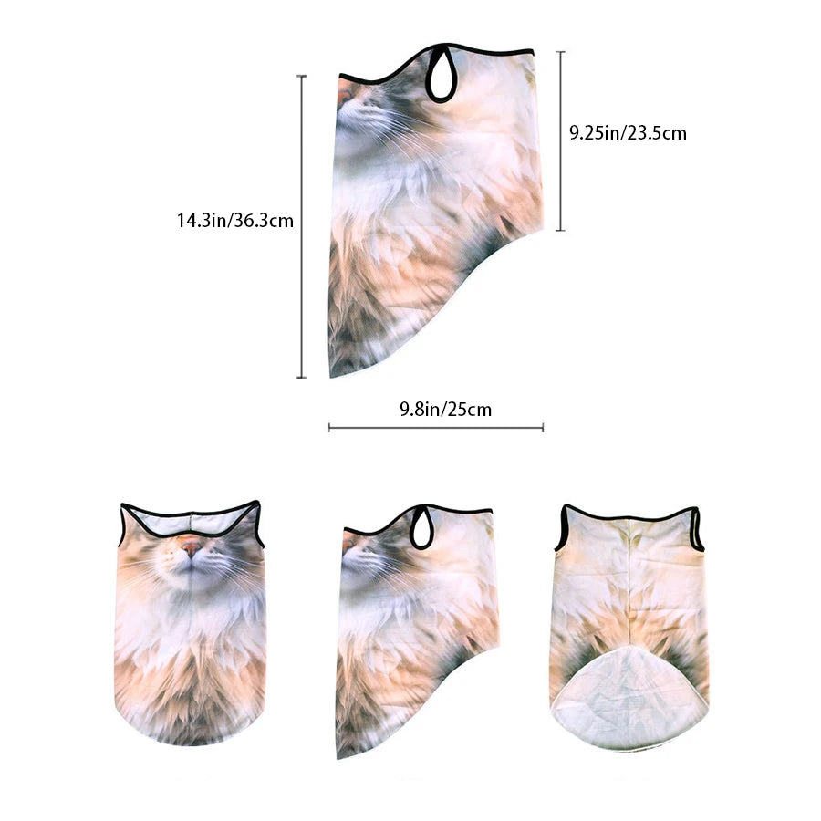lce Silk Breathable Bandana Cycling Running Scarf Riding Hiking Sports 3D Animal Face Mask Cover Cool Scarf Neck Protection